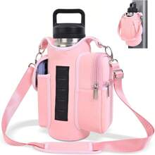 Suport magnetic pentru sticle de apă, geantă de sală, cu buzunare pentru telefon și curea de umăr, 5 magneți încorporați, husă pentru sticle de sală, organizator magnetic pentru accesorii de sală pentru bărbați