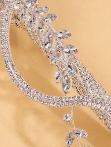 Rhinestone Floral Bridal Bouquet Accessory – Elegant Crystal Handheld Piece For Wedding Ceremony - Bạc - Xem 6