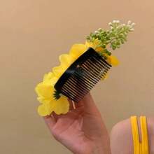 1pc Elegant Floral Hair Clip/Comb, Fashion Minimalist Hair Accessory, Suitable For Women's Daily Outings, Casual, Commuting, Vacation, Outfit Matching, Photography, Spring/Summer New Arrival, Combs, Hair Comb, Combs For Hair, Side Comb, Hair Accessories, School Stuff, Flower Hair Accessories, Wedding, Head Accessories - Multicolor - View 4