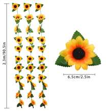 Künstliche Sonnenblumen Girlande mit hängenden Sonnenblumen Ranken und grünen Blättern, Seidenblumen für Haus Zimmer Küche Garten Hochzeitsbogen Braut Baby Shower Party Outdoor Deko medium