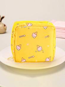 1pc Cute Cartoon Multi.Purpose Waterproof StorageBag-Big Capacity SanitaryNapkin Storage Bag CosmeticStorage Bag Student TravelEssentials Pencil Bag WalletStationery Storage Bag(ThePrinting Position Of ThePattern Is Not Fixed),BohoVibes