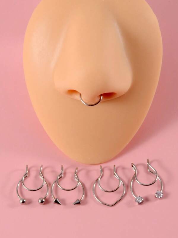 5قطعات/طقم فولاذ غير قابل للصدأ , أسلوب أساسي مع أنيق بتفاصيل حجر الراين حلية أنف للنساء و للرجال , البونك غير مثقوبة , A الموضة مجوهرات الجسم هدية الى أي مناسباترمضان