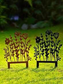 Hello Young 1PC Rustic Metal Wild Garden Stakes - Vintage Outdoor Lawn And Flower Pot Decoration. Garden Decorations Outdoor, Metal Outdoor Decorations, Garden Ground Stakes, Vintage Garden Decorations.Suitable For Modern Home Decor, Home Decoration