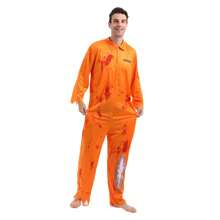 Costum de deținut american pentru adulți, 1 bucată, potrivit pentru cosplay de Halloween, petreceri și spectacole, pentru toate anotimpurile