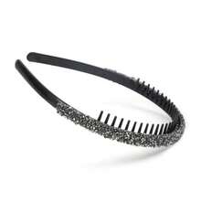 4Pcs Fashion Rhinestone Headband For Women With Teeth Non Slip Head Bands Comb Headbands Crystal Hairband Sparkly Diamond Hairbands Hair Accessories - Blackgray,silver,navy - View 3
