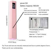 Lámpara secadora de uñas portátil conveniente UV/LED para curar todo tipo de esmalte de uñas, herramienta de arte de uñas recargable USB de secado rápido