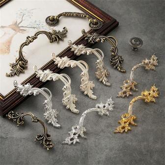 1 件欧式复古古铜色古银家具橱柜门把手橱柜衣柜门拉手抽屉旋钮酒柜拉手家具五金