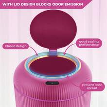 SUSTEAS Automatic Motion Sensor Trash Can – Hands-Free Touchless Kitchen & Bathroom Garbage Bin, 10L Capacity, Odor Control, Battery-Powered For Convenient Hygienic Disposal (PINK) - Pink 10L - View 4