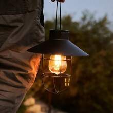 1 pieza Lámpara colgante con arte de hierro y energía solar, lámpara de paisaje de jardín, lámpara colgante para decoración de patio y balcón, decoración de jardín con energía solar