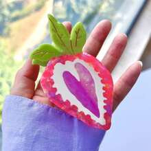 法式发爪夹新款草莓心形醋酸纤维发爪带水钻装饰，甜美可爱发夹发夹，高端贝壳蟹醋酸纤维发爪夹，海洋风格发爪发饰时尚发饰