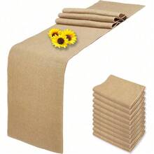 6 Pack Natural Burlap Table Runners,12 X 72 Inch Rustic Jute Table Runner And Placemats Bulk For Western Wedding Table Decorations,Farmhouse Style Party,Holiday,Kitchen Coffee Table Decor Cover - 10 pack 12x90inch - View 1