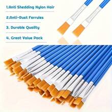30pcs Flat & Pointed Tip Paint Brushes Set, Ideal For Acrylic Oil Painting, Canvas, Face Painting, Art Supplies, Great For Artists & Hobbyists, Perfect For Back To School Season