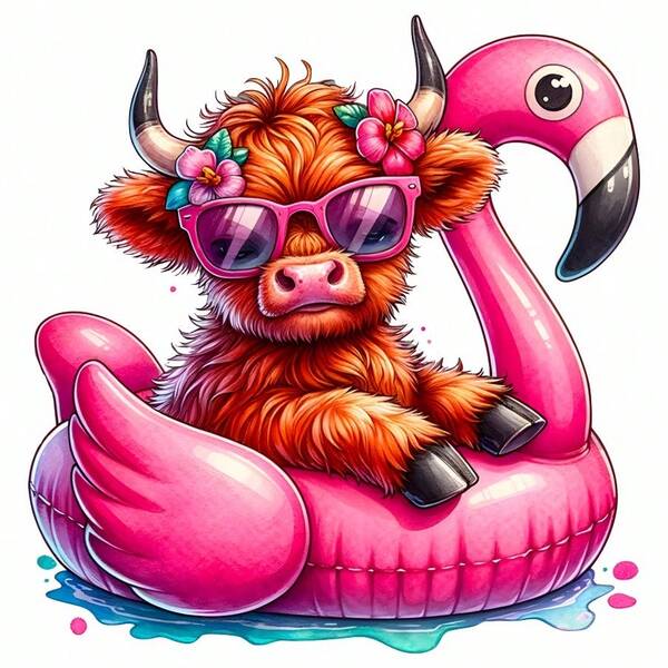 3pcs/4pcs/Take The Flamingo As A Boat Ride On A Small Cute Highland Cow Clothing Patch DIY A-Level Washable Sticker Clothes, Heat Transfer Stickers, Women's/Men's T-Shirts, Backpacks, Pillows, Decorative Badges, Labels, Baseball Caps, Backpacks, Etc