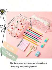 1pc Large Capacity Colorful Floral Pattern PVC Makeup Bag, Transparent Portable Travel Plastic Zipper Pouch, Multi-Functional Toiletry Storage Bag, Makeup Bag, Cosmetic Bag, Skincare Bag, Bathroom Essential, Cruise Essential, Dorm Essential, Bridemaid Gift, Mom Gift, Birthday Gift, Friend And Teacher Gift, Home Decor, Bathroom, Living Room, Bedroom Decor, Jewelry Storage Bag, Lip Gloss Bag, Nail Polish Bag