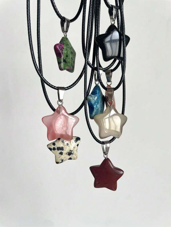 Colgante aleatorio de 1/2/3/4/5 piezas de pentágono simple, collar de gargantilla de hip hop personalizado, collar de estrella bohemio