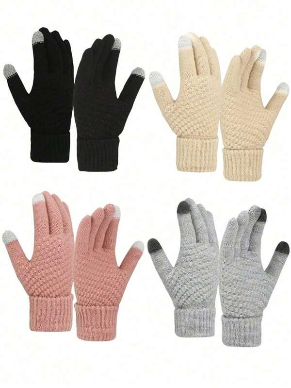 2pcs Winter Touchscreen Gloves Cycling Skiing Fishing Full Palm Protection Windproof Men Women Bike Gloves Outdoor Sports Gloves,Suitable For Cycling,Riding Motorcycle And Skiing,Black Gloves