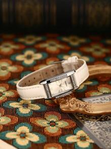 1pc Women's Fashion Quartz Watch With Roman Numeral Dial And Leather Strap, Suitable For Daily Wear