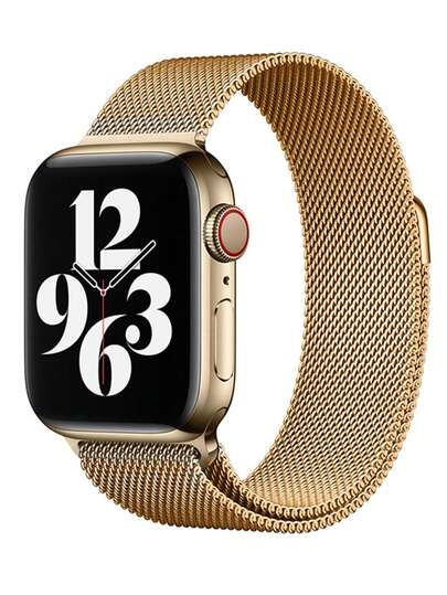 1 stuk modieuze Milanese horlogeband voor dames, compatibel met Apple Watch Series 11, Series 10, Series 9, maten 45 mm, 49 mm, 38 mm, 40 mm, 41 mm, 42 mm, 44 mm, 46 mm; luxe gouden roestvrijstalen magnetische Milanese mesh horlogeband; ideaal cadeau voor vrienden en familie; geschikt voor buitenactiviteiten, reizen, feestjes en andere gelegenheden.