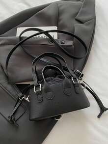 Mini Crocodile Embossed Handbag Shoulder Bag For Lipstick & Cosmetic - Black - View 8