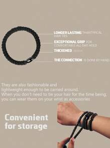 1Pc/3Pcs/5Pcs/10Pcs/20Pcs Fashionable Simple Style Black Hair Ties, Hair Accessories For Men And Women, Soft Braided Elastic Ponytail Holders, Hairband Scrunchies, Rubber Band, Bun & Ponytail Clips, Durable And Anti-Slip