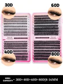 640pcs 608pcs D-Roll Personal Eyelashes, Suitable For Beginners To Make At Home, Thick, Fluffy, Unique And Cute False Eyelashes, Soft And Natural Eyelash Cluster Mixed Style, 30D+40D+50D+60D+80D+100D, 8/10/12/14/16MM Mixed Length, Can Be Reused In Daily Life, Wedding Dates, Parties, Travel And Spring Festival Period