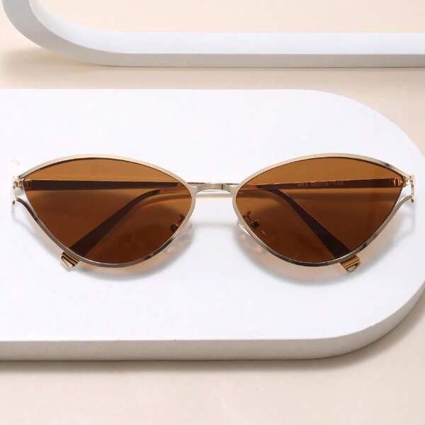 1 pieza Gafas de moda elegantes con marco de metal vintage y elegante, adecuadas para viajes de verano, accesorios de playa y combinación para fotografía