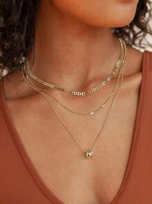 Layered Necklaces For Women - 14K Gold Plated Necklace, Dainty 3Pcs Layered Stacked Necklace, Circle Chain Necklaces, Non Tarnish Waterproof Jewelry, Birthday Gifts Mothers Day Gift