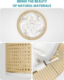 20" Boho Ceiling Fan With Light,Rattan Caged Boho Fandelier With Lights & Remote Control,Low Profile/Bladeless/6 Speed/Timer/Quiet DC Motor, Or Bedroom Living Kitchen Room (White) - 白色 - 查看 8