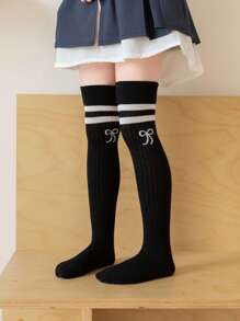 1 Pair Girls Knee High Bow Pattern School Uniform Socks, Breathable Kids Long Socks, Toddler Knee Stockings - Multicolor - View 22