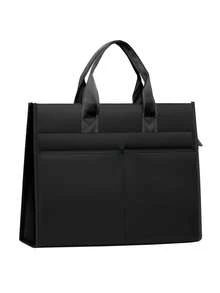 Portable Document Bag Large Capacity Business Briefcase Large Capacity Office Bag Tote Bag - Multicolor - View 2