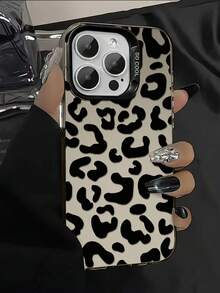 Personalized Creative Milk Leopard Print Simple Shockproof Thick Phone Protective Case Printed Compatible With Phone 17 16 15 14 13 12 11 Plus Pro Max Xs Max Apple Series Cellphone Protective Cover, Shock Resistance And Fashionable ﻿ - 黑色 - 查看 3