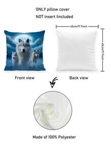 Fronha com design contemporâneo de lobo, 2 peças, fibra de poliéster, impressão unilateral, capa de almofada decorativa para sofá, decoração para casa, tema animal, estilo retrô, padrão geométrico, sala de estar, fecho de zíper, limpeza parcial sem núcleo de travesseiro