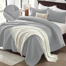 Olive Green Size Lightweight Comforter Bedspreads, Full Size Bedding Set, Durable Quilted Stitching Coverlet With 2 Pillow Shams, Pattern, All Seasons 3pcs, Luxury Home Quilts - 37 - Xám nhạt - Thêu lá - Xem 2