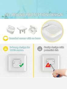 10pcs US Standard Baby Proof Electrical Outlet Covers, 3-Prong Power Protector Safety Plugs - White - View 7