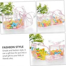 4 件心形糖果罐-塑料储物盒盖适用于婚礼糖盒糖果礼盒巧克力球盒创意透明心形蝴蝶结糖果盒，圣诞节和情人节礼物 - 彩色 - 查看 8