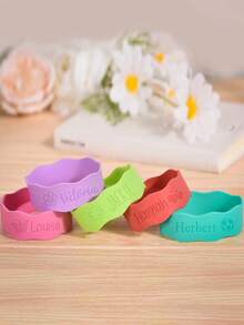 1 PIEZA Etiqueta de botella de silicona personalizada - Banda con nombre grabado para tazas, tazas, botellas de agua, identificador de botellas reutilizables para la escuela, la oficina, los viajes