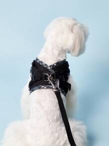 PETSIN Breathable Reflective Plaid Edge Chest And Back Harness Set, Suitable For Small Dogs, Including A Leash, Suitable For Both Cats And Dogs For Indoor And Outdoor Use