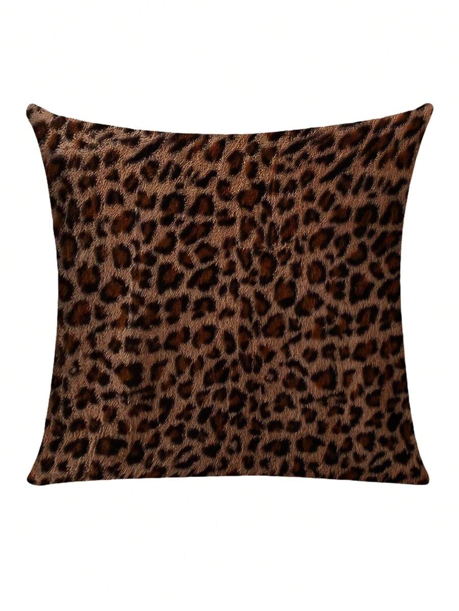 1 件豹纹图案装饰枕套靠垫套 - 拉链开合，可机洗，适用于客厅、沙发、卧室，现代风格方形装饰功能，适合自然家居装饰、阳台和客厅装饰，休闲时光，适用于卧室、沙发、床和家居装饰 - 彩色 - 查看 1