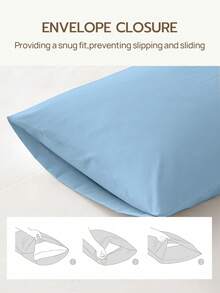 3/4pcs Set Deep Pocket 14 Inch Bed Sheet Pillowcase Set, Includes 1pc Bed Sheet, 1pc Fitted Sheet, 1/2pcs Pillowcase, Cool Polyester Fabric, Suitable For Hot Sleepers, Luxury Hotel Quality, Shrink-Resistant, Machine Washable, All Season, Oeko-Tex Certified - Blue - View 6