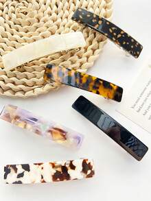 1个醋酸纤维发夹，法式夹，优雅长方形发夹，玳瑁纹印花发卡，女士发饰，爪夹，发夹，发卡，发爪，学习用品