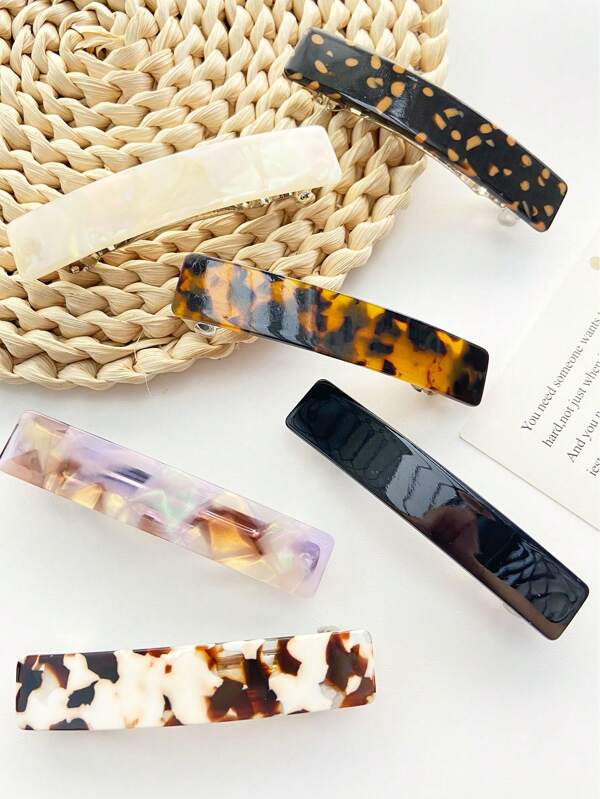 1pc Acetate Hair Clips French Clip Elegant Rectangle Hairgrips Tortoise Spot Prints Hair Barrettes Women Hair Accessories, Claw Clips, Clips For Hair, Hair Slide, Hair Claws, School Stuff