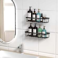 Shower Shelves For Inside Shower, 2 Pack Adhesive Bathroom Caddy Organizer Basket Rack For Storage And Organization, Wall Suction Bath Bathtub Shampoo Holder Set For RV Camper, Black - màu đen - Xem 10