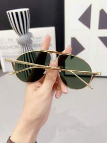 1 件女士复古眼镜，适合户外活动、驾驶、防晒、时尚日常搭配、海滩度假飞行员形状太阳镜 - 彩色 - 查看 2