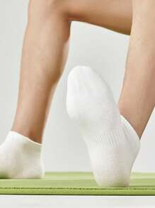 6 pares de calcetines tobilleros blancos sencillos para hombre, calcetines deportivos antideslizantes para uso diario