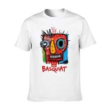 Men's Soft Graphic T-Shirt - Playful For Jean And Michel Artist Basquiat Oversized T Shirt Loose Fit Vintage Washed Short Sleeve Tee For Men Women Design, Casual Round Neck Tee For All Seasons, Lightweight & Comfortable Summer Top, Machine Washable - 白色 - 查看 3