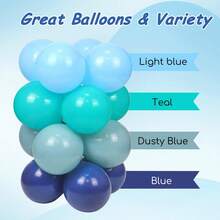 134件套海底主题气球拱门套装，蓝色、蓝绿色、灰蓝色、橙色长气球，海洋主题，适合宝宝派对、男孩女孩儿童生日派对装饰 - 混合色 - 查看 6