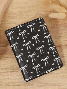 Ví mini màu hồng họa tiết nơ và trái tim, ví đựng thẻ thời trang tối giản, mỏng nhẹ, dễ mang theo, có thể đựng tiền mặt, chứng minh thư, thẻ tín dụng, tiền xu, thích hợp làm quà sinh nhật, quà kỷ niệm cho người yêu, phụ nữ, bé gái, thanh thiếu niên, sinh viên đại học, nam giới. - màu đen - Xem 4