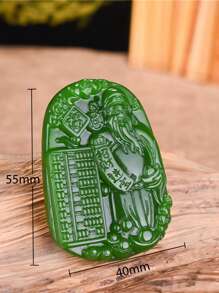 Colar com pingente de dragão do zodíaco em jade verde natural, amuleto de riqueza Feng Shui, pingente de jade vintage, adequado para casais, pode ser usado diariamente (com cordão)
