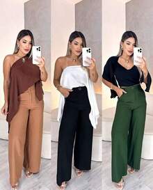 Boho Chic Blouse With Internal Bandeau Top Women's Multi-Form Cape - Rỉ Nâu - Xem 5