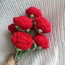 1/3/6/10pcs Handmade Crocheted Rose Flowers, Decor Bouquet, Artificial Flowers, Handmade Flowers, Yarn Flowers. For Wedding Bride Bouquet, Her Gift, Mother's Gift, Teacher's Gift, Creative Gifts. As Home Decor For Restaurant, Living Room, Bedroom, Wedding, Party. Suitable For Spring/Summer Decoration, Christmas, New Year, Valentine's Day, Thanksgiving, Back To School, Wedding, Birthday And Other Holidays